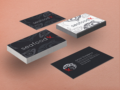 SeafoodX Business Cards blackandwhite business business cards card design fishing logo native print
