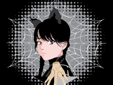 Anime Wednesday Addams addams anime design graphic design illustration vector