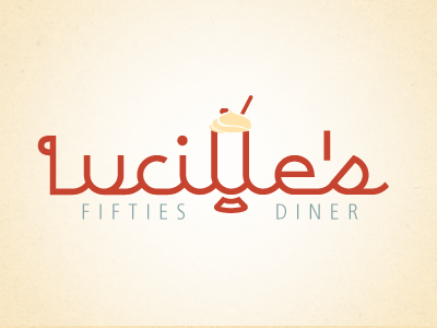 Lucilles 50's Diner logo 50s branding icons identity type vintage