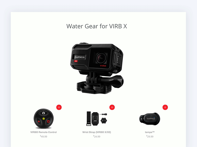 Subtle Add to Cart Button action camera animation button camera css ecommerce garmin hover interaction interactive ui virb