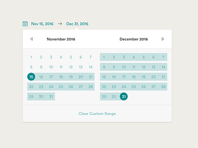 Calendar - Custom Range bench calendar datepicker