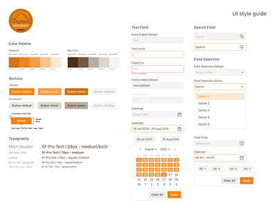 UI Style guide for dashboard branding design style guide ui ux web