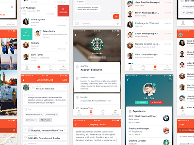 Jobs Search App app chat design ios iphone job list minimal profile search ui ux