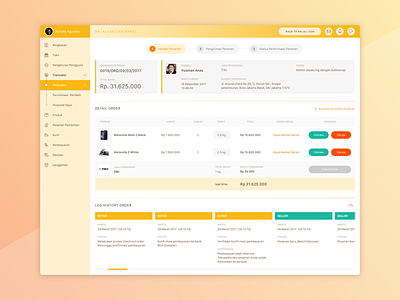 Order Procesing data order procesing seller panel ui ux website