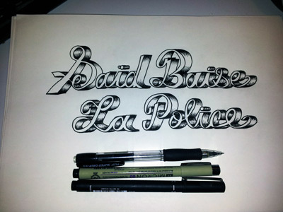 Said baise la police 2012 black white handmade ink lettering paper typography