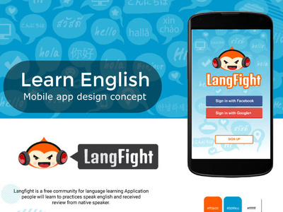 Langfight App Cover animal character design game app ux ui