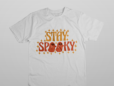 Cute Retro Halloween T-shirt Design For Print-on-demand Store. branding design graphic design illustration print on demand print on demand t shirt design tshirt design