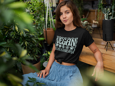 Cute Minimalistic Vegan T-shirt Design For A Veganism Brand. branding design graphic design illustration print on demand print on demand t shirt design tshirt design