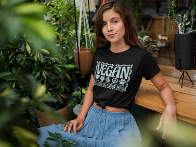 Cute Minimalistic Vegan T-shirt Design For A Veganism Brand.