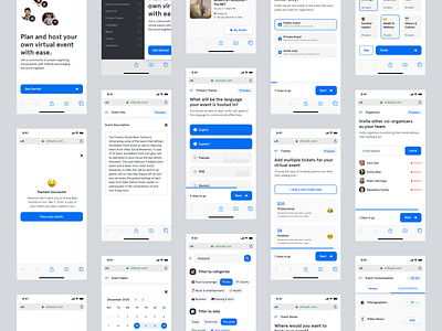 Online event management app app design system figma mobile