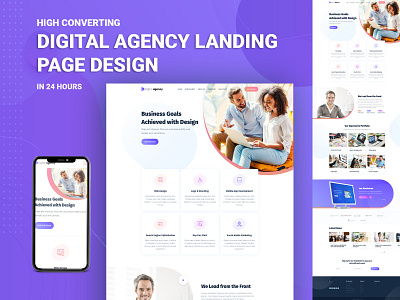 Digital Agency Landing Page branding creative design digital agency figma graphic design html landing page omnitechtions ui ux wordpress