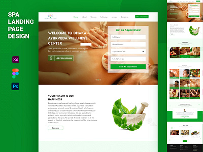 SPA Landing Page UI/UX Design agency ayurveda branding creative digital agency figma html landing page spa therapy ui web wellness center