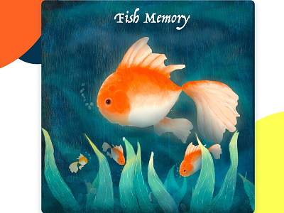 Fish Memory color illustration typography