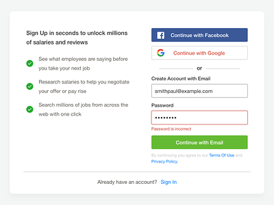 Web Sign Up Password Error (Shot 3 of 3) error error message error page interaction design password error sign up ui