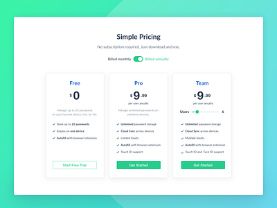 Pricing Page Design