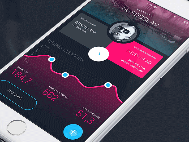 Motion animation app bike interface ios iphone motion schurdak surdo tracking ui ux