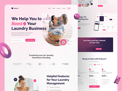 YukCuci Landing Page app app overview concept feature footer hero section landing page laundry product saas service ui ui design user experience user experience design user interface user interface design ux ux design web design