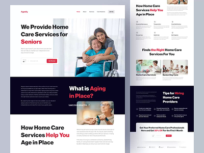 Agedly, a Home Care Service for Seniors Landing Page (Animated) design elder care elderly care home care for seniors homepage landing page senior ui user experience user interface ux web web design web page website website page