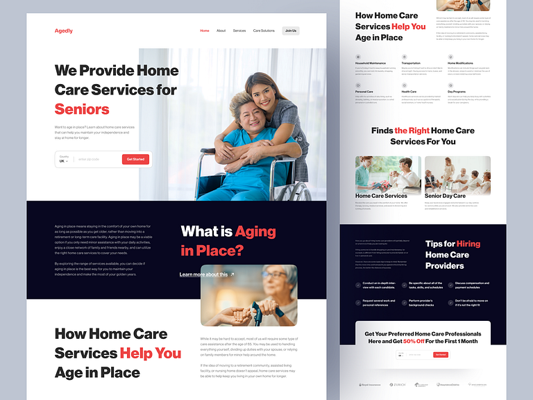 Agedly, a Home Care Service for Seniors Landing Page (Animated) by ...