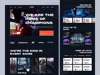 King e-Sports Team Landing Page 🎮 (animated) animation design esports esports organization esports team landing page motion graphics ui user experience user interface ux web page website