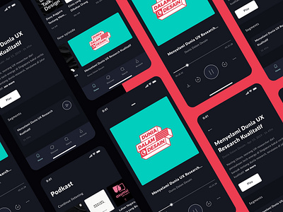 Practice - Podkast, Dark Theme Podcast Mobile App android app concept dark dark app ios mobile music podcast practice theme theme design ui user interface