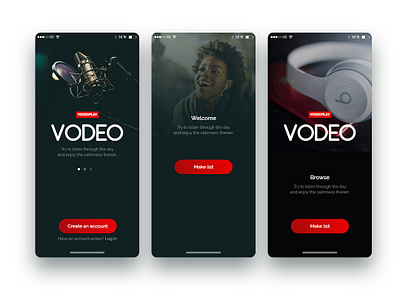 Vodeo Music App app design clean design music music app music player player uidesign user interface ux vodeo