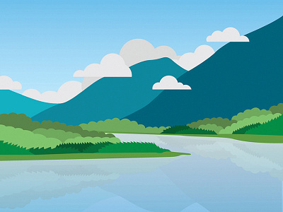 Landscape Illustration Lake illustration lake landscape mountain nature sky