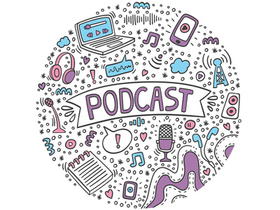 Podcast Doodle Logo broadcast doodle doodleart listening microphone podcast podcast logo radio record