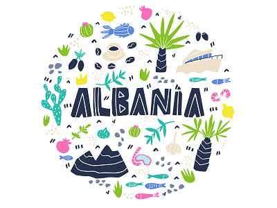 Albania albania balkans doodle logo sea summer travel traveling vacation