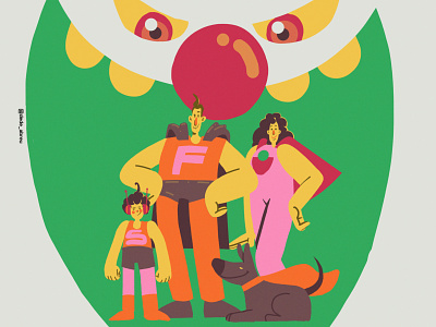 Hero Family character character design illustration