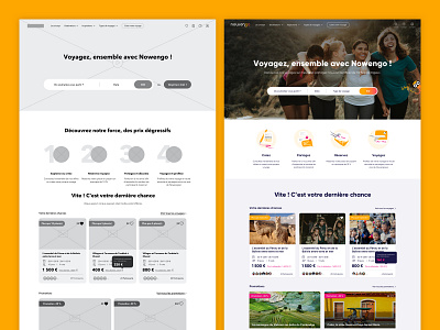 Nowengo - Wireframe & Maquette brand friends icons maquette mascot product search trips ui ux voyage web design wireframe