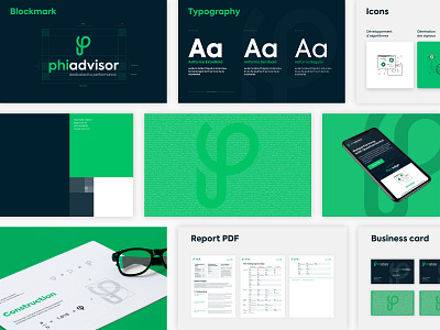 Phiadvisor Branding brand design branding colors design green icons identity design illustration logo typography ui