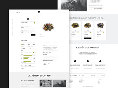 Nunshen Product Page design details footer header icons menu product page products tea ui ui design ux web design