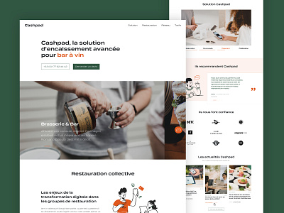 Cashpad Homepage agency branding design green homepage illustration inspiration menu payment restaurant solution ui ux web design