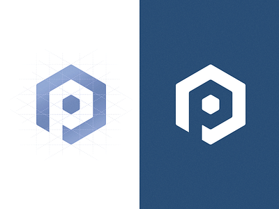 P is for pixel // logo brand branding clean cube isometric isometry logo negative negative space pfow pixel typography