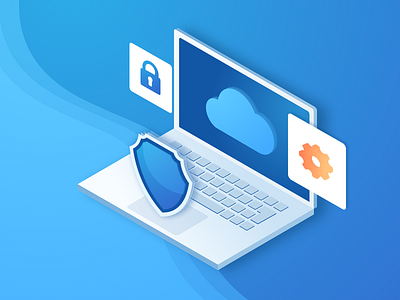 Cloud Security Isometric style cloud illustration cloud protection cloud security illustration laptop isometric