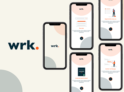 Wrk - The job finder app app application branding case casestudy glassdoor job job application linkedin linkedin banner ui wrk