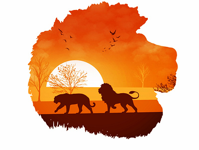 Lion design illustrations lion lioness procreate