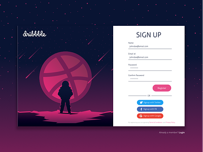 Dribbble Sign Up community userexperience concept design designer social network dribbble dribbblians illustrations signup ui userexperience userinterface ux vectors