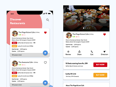Discover Restaurant bookmark cafe dining discover restaurants food restaurants user interface