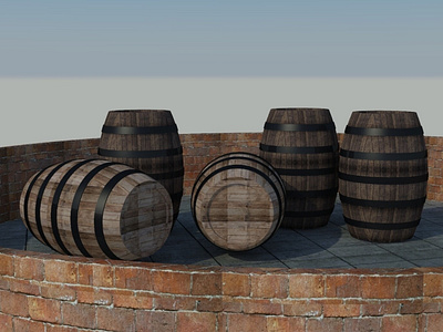 Oak wood Barrels 3d 3d model 3d modelling