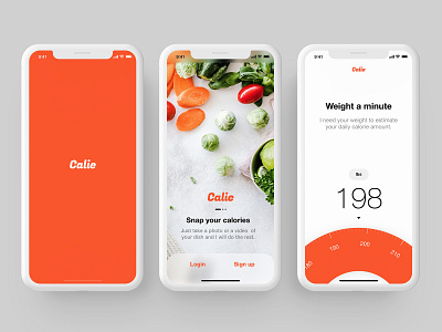 Calie — Onboarding screens branding app app design branding food health login mobile onboarding ui ux