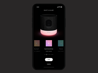 Lullaby selection — Withings Home Security Camera app app design connected devices design mobile mobile ui ui ux