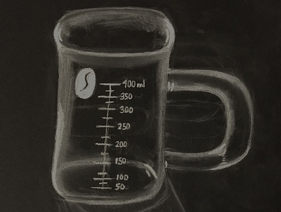 Flask Mug charcoal drawing illustration white charcoal