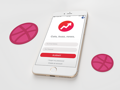 BuzzFeed Login Screen Concept buzzfeed cats concept dribbble login redesign sign in stickers ui ux