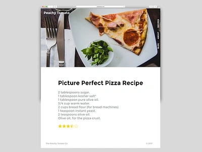 Peachy Tomato Recipe Page food pizza recipes typography ui ui card ux web design website website card xd