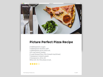 Peachy Tomato Recipe Page food pizza recipes typography ui ui card ux web design website website card xd