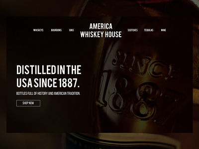 America Whiskey House Website alcohol america bar dark interface minimal ui user interface ux web design website whiskey