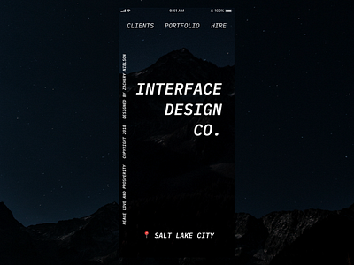Interface Design Co. Mobile Site black dark interface iphone x mobile space ui user experience ux