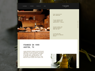 Vaughn & Son Restaurant Website dining food food website interface minimal restaurant restaurant website ui ux web design website wine
